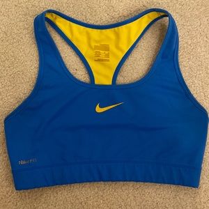 Blue & yellow Nike M sports bra